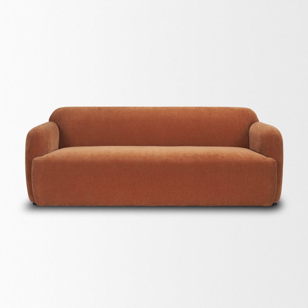 90" Rust Chenille Sofa