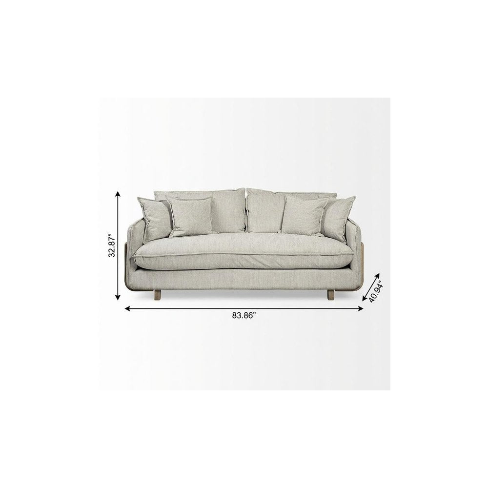 84" Gray Fabric Sofa With Toss Pillows
