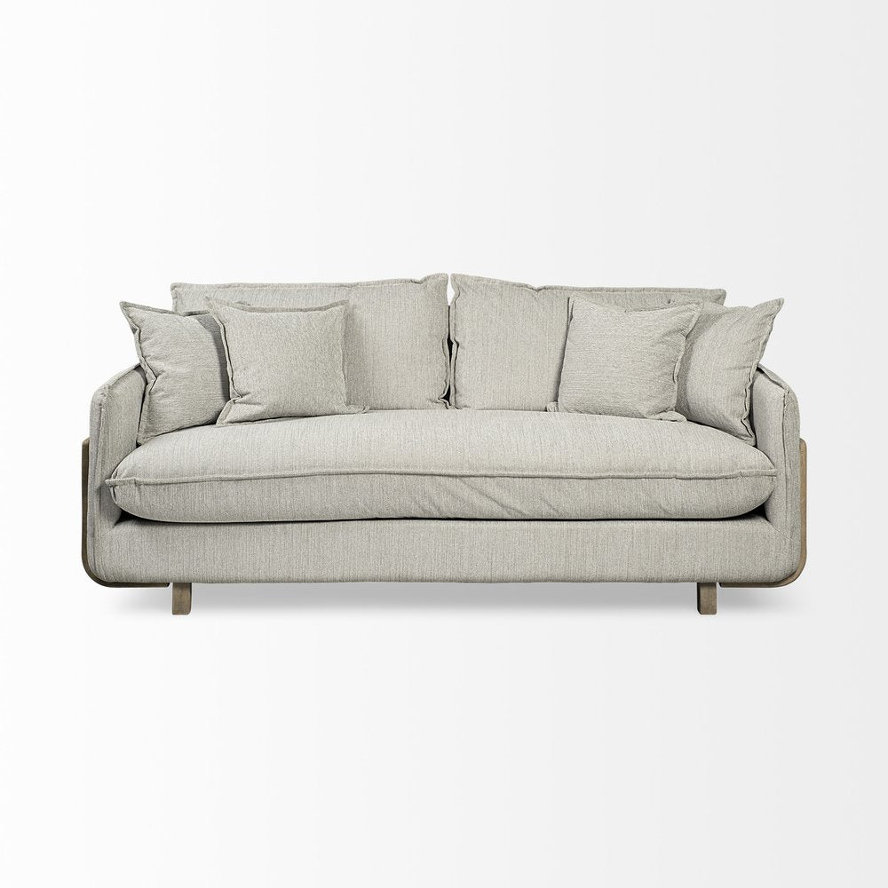 84" Gray Fabric Sofa With Toss Pillows