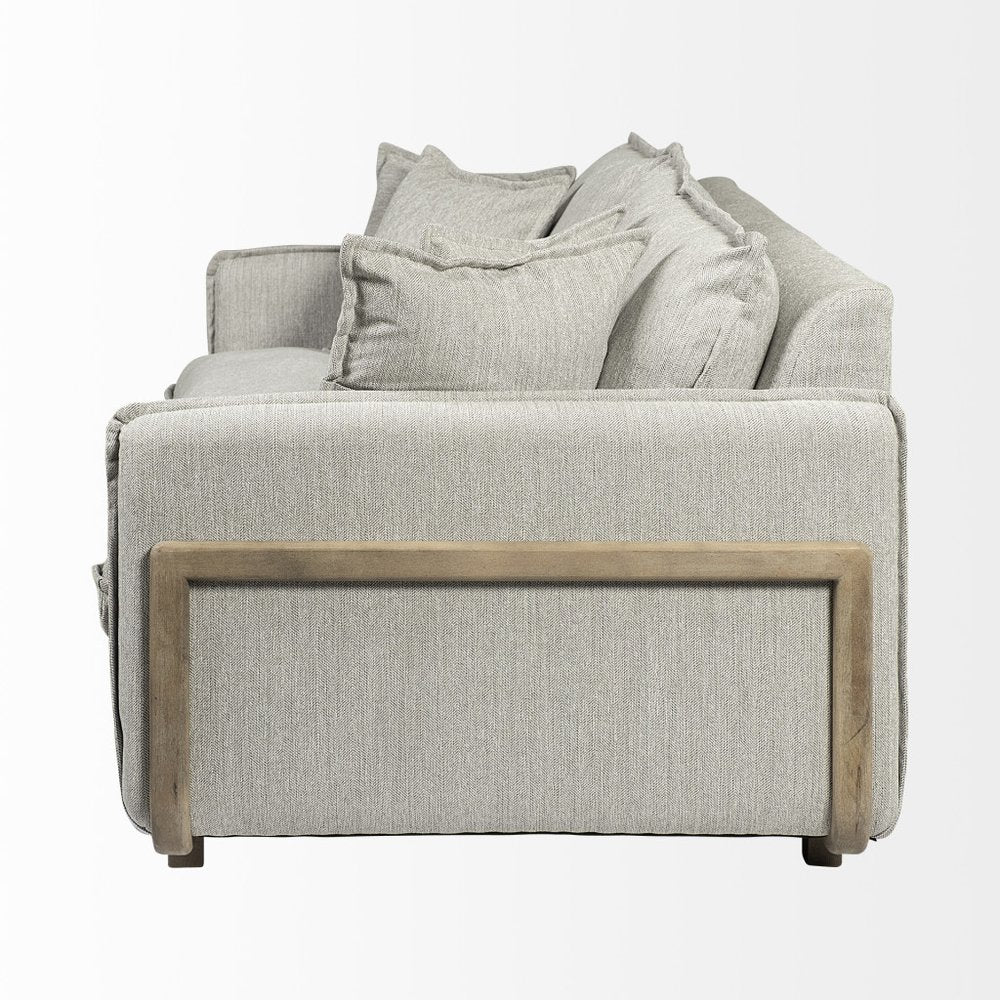 84" Gray Fabric Sofa With Toss Pillows