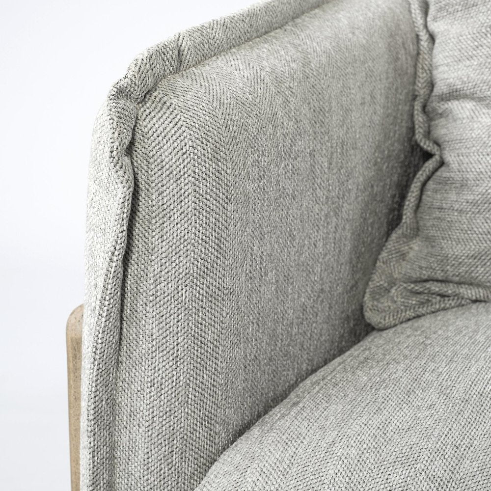 84" Gray Fabric Sofa With Toss Pillows