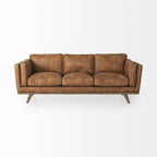 90" Brown Faux Leather Sofa