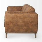 90" Brown Faux Leather Sofa