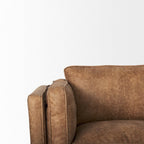 90" Brown Faux Leather Sofa