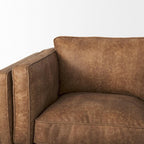 90" Brown Faux Leather Sofa