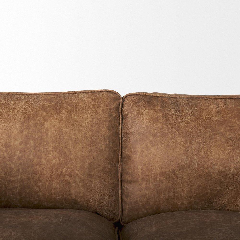 90" Brown Faux Leather Sofa
