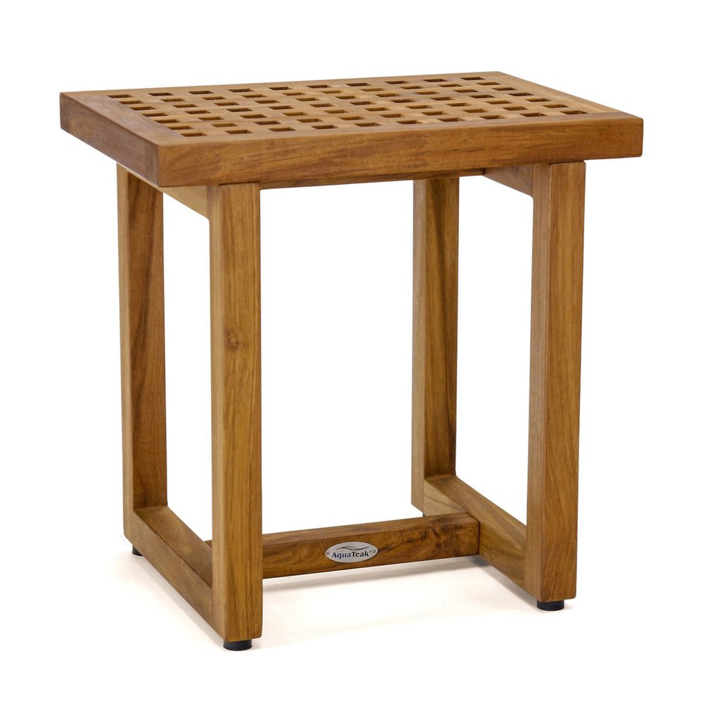 17" X 17" Brown Teak Rectangular Shower Bench