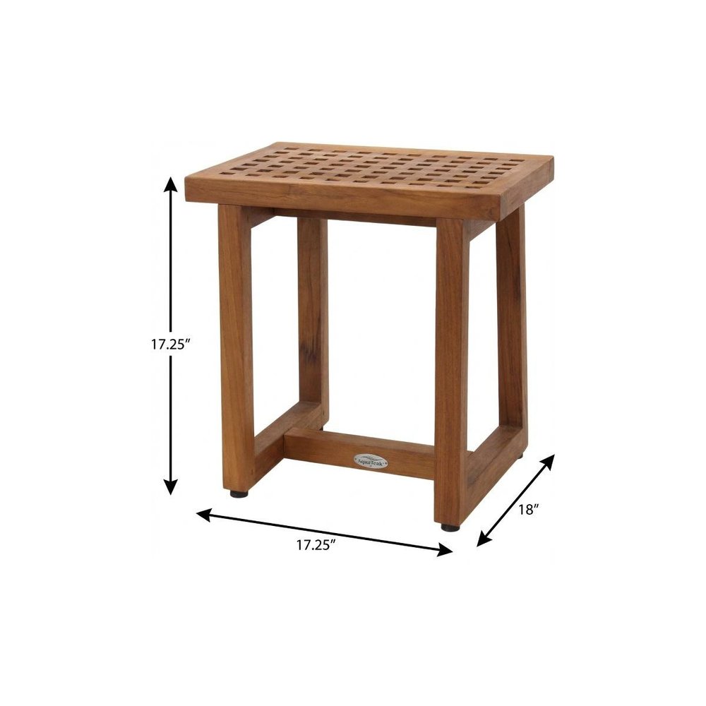 17" X 17" Brown Teak Rectangular Shower Bench