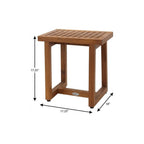 17" X 17" Brown Teak Rectangular Shower Bench