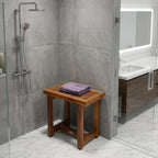 18" X 17" Brown Teak Rectangular Shower Bench