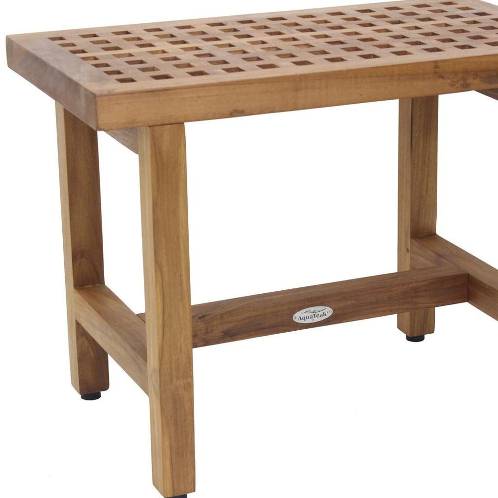 18" X 24" Brown Teak Rectangular Shower Bench