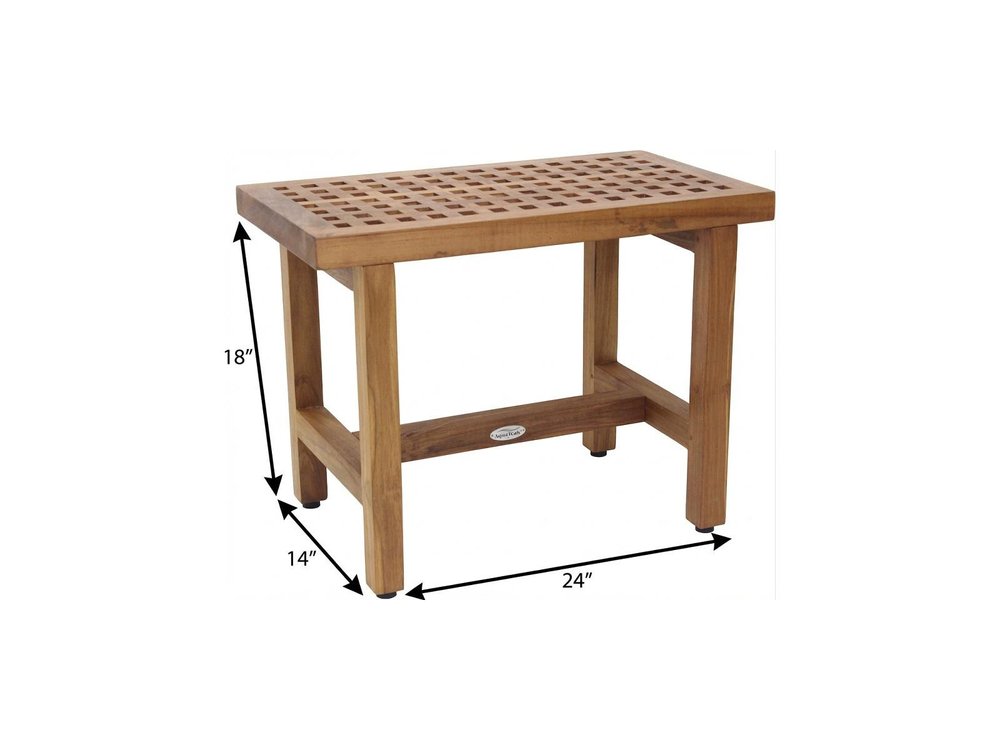 18" X 24" Brown Teak Rectangular Shower Bench