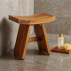 18" X 18" Brown Teak Rectangular Shower Bench