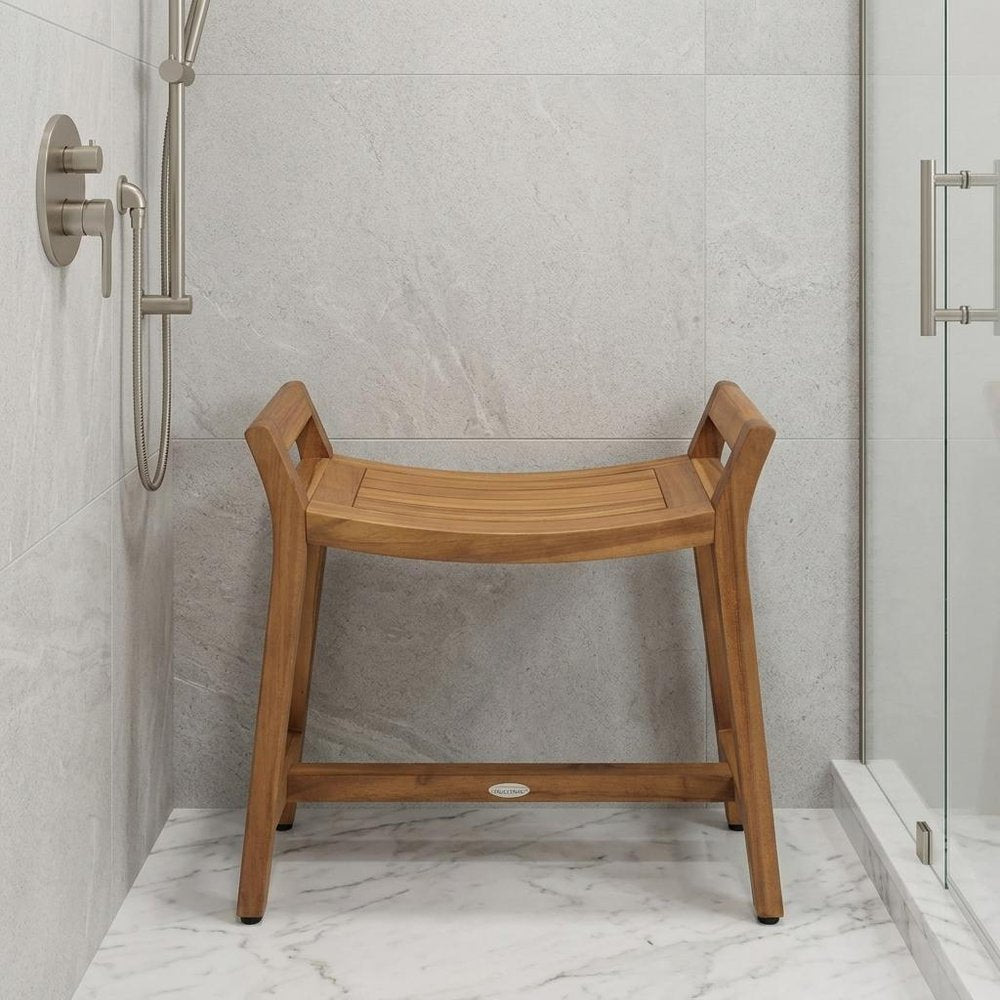 26" X 27" Brown Teak Rectangular Shower Bench