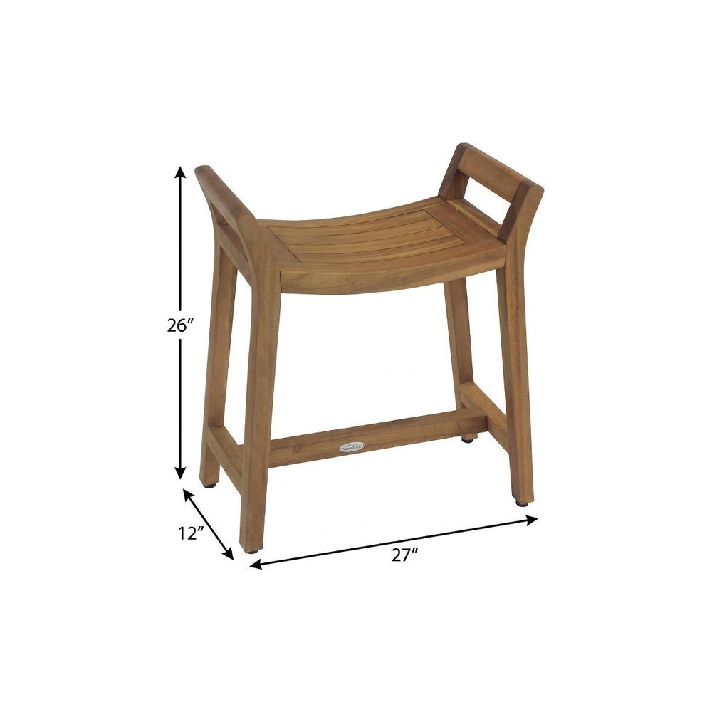 26" X 27" Brown Teak Rectangular Shower Bench
