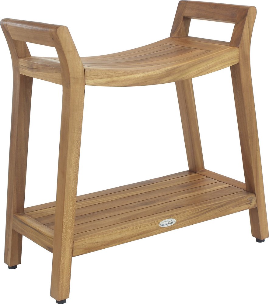 26" X 27" Brown Teak Rectangular Shower Bench