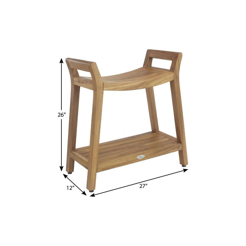 26" X 27" Brown Teak Rectangular Shower Bench