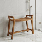 21" X 32" Brown Teak Rectangular Shower Bench