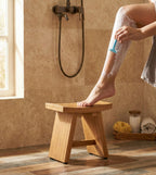 13" X 13" Brown Teak Rectangular Shower Bench