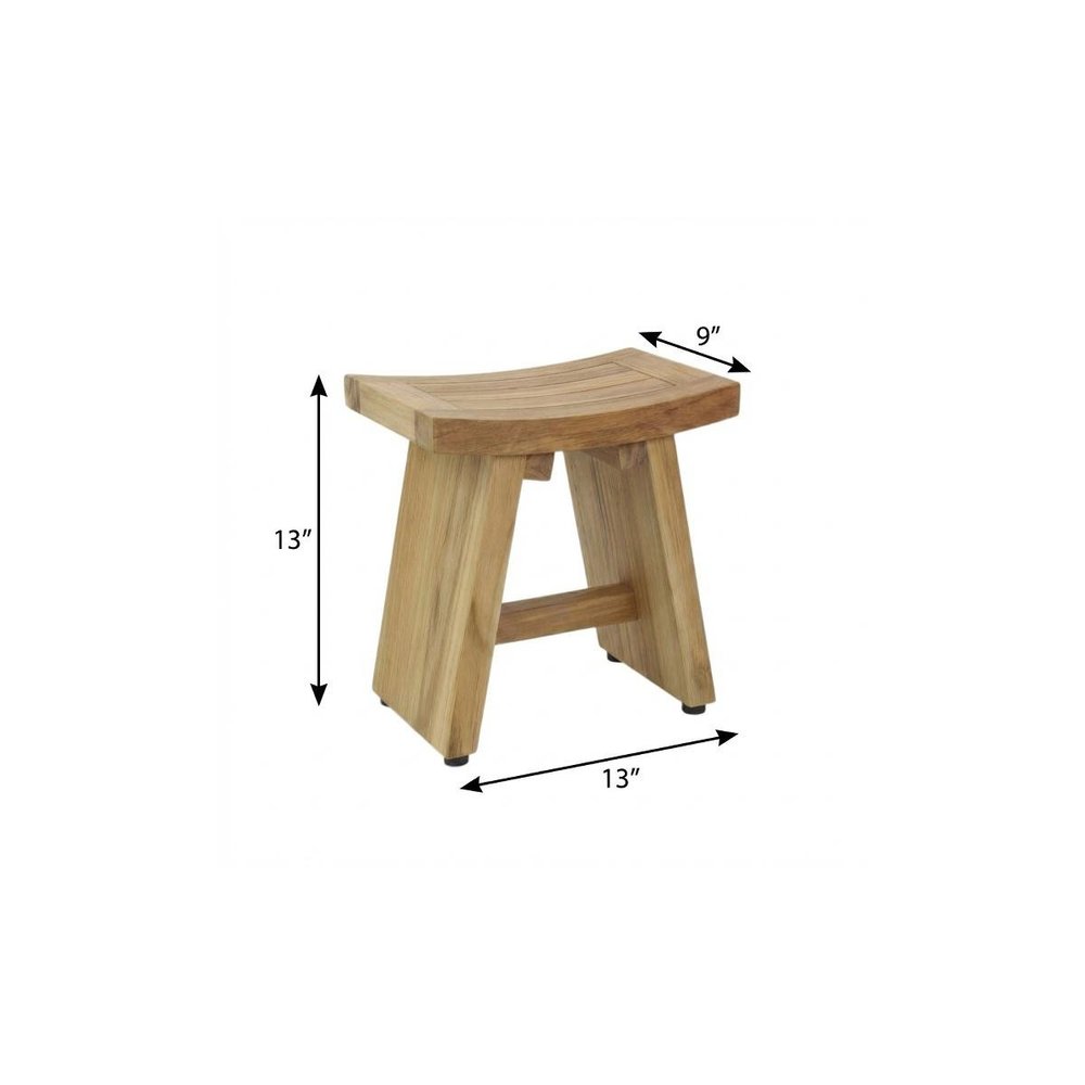 13" X 13" Brown Teak Rectangular Shower Bench