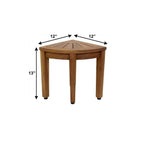 13" X 12" Brown Teak Corner Shower Bench