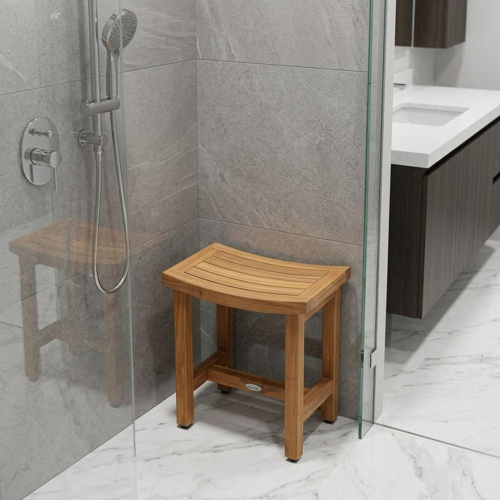 21" X 18" Brown Teak Rectangular Shower Bench
