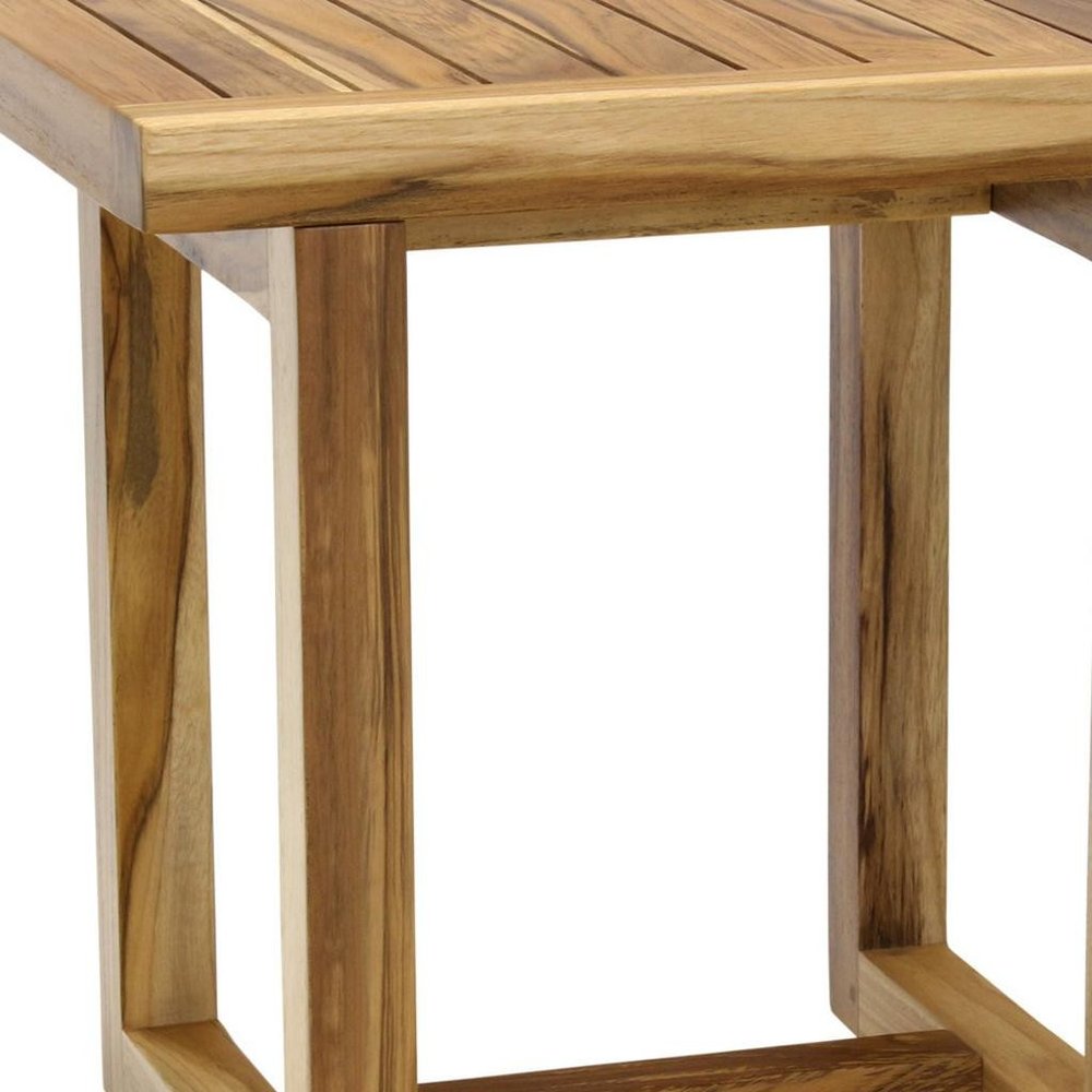 18" X 18" Brown Teak Rectangular Shower Bench