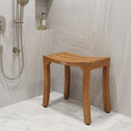 18" X 18" Brown Teak Rectangular Shower Bench