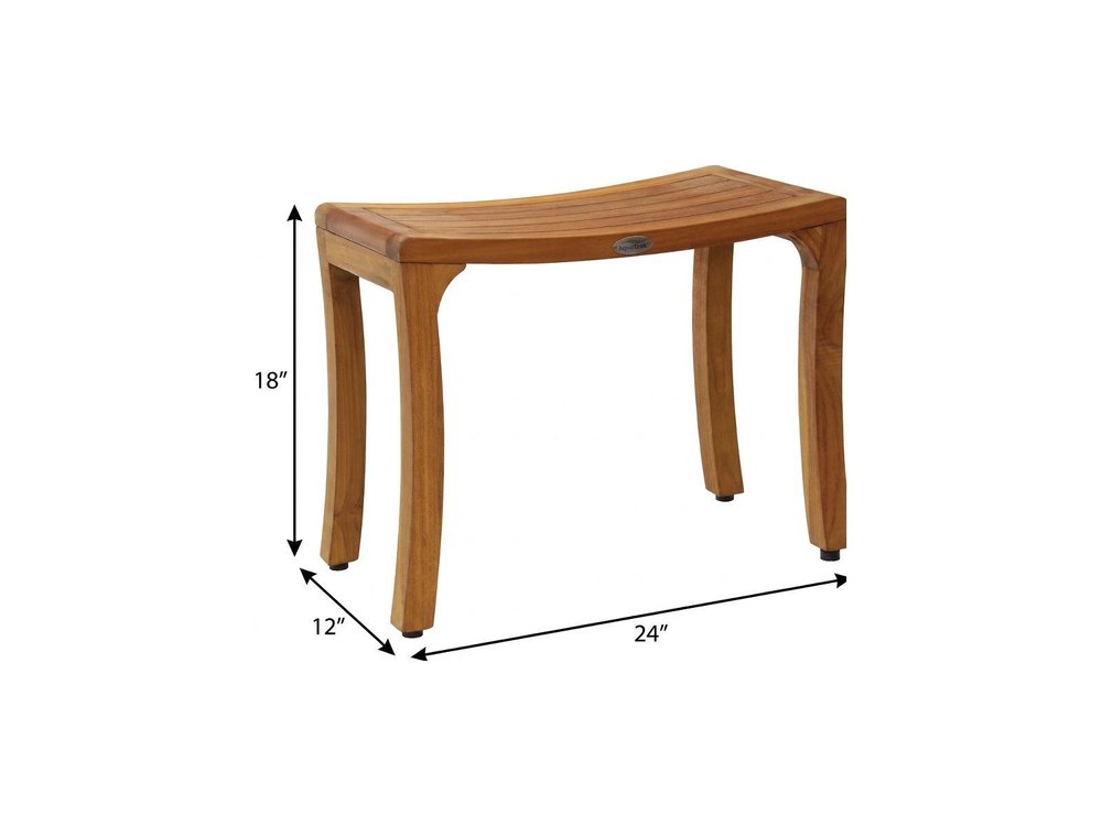 18" X 24" Brown Teak Rectangular Shower Bench