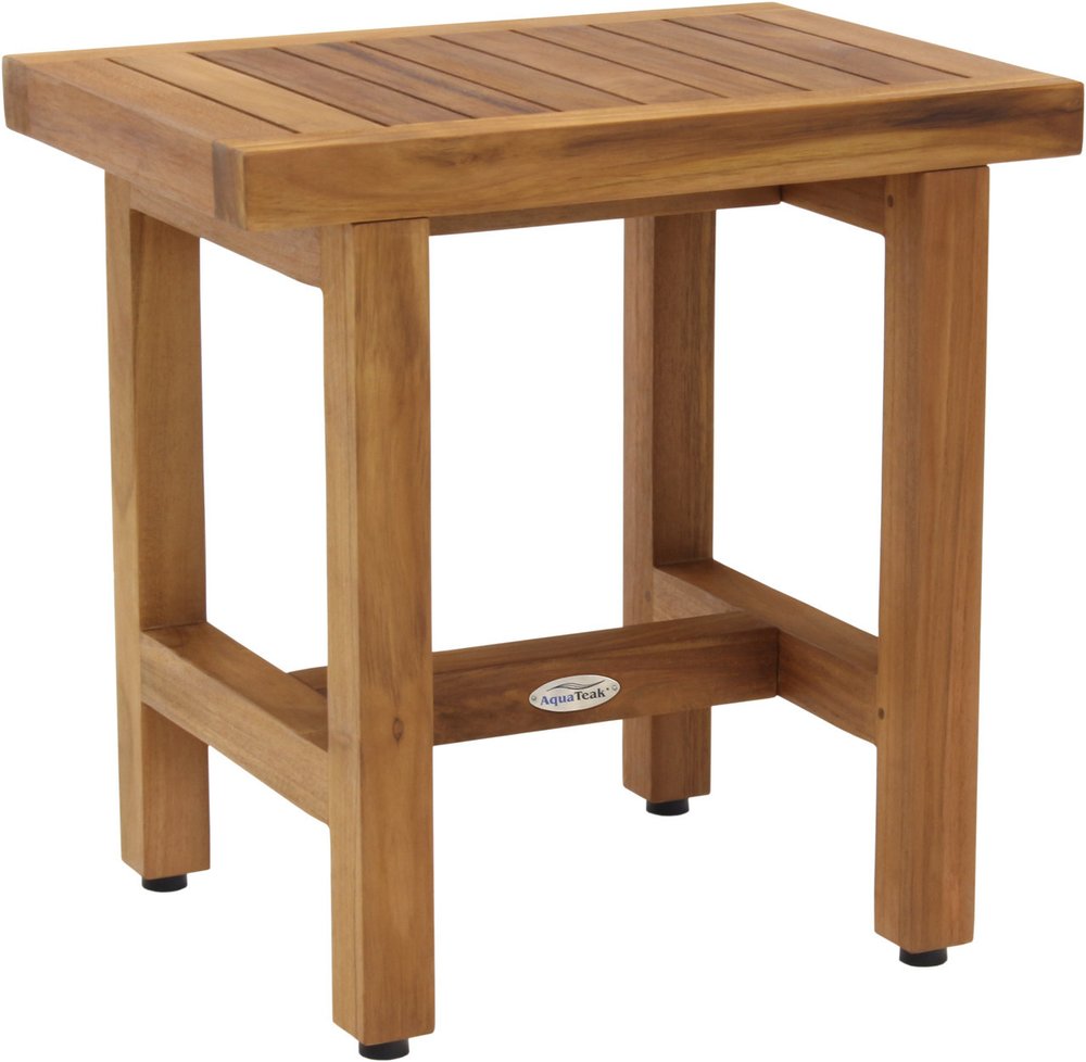 18" X 18" Brown Teak Rectangular Shower Bench