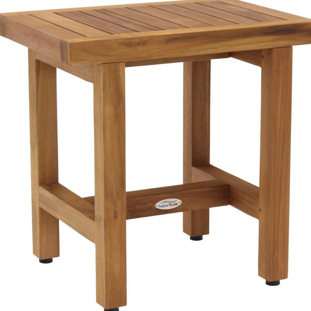 18" X 18" Brown Teak Rectangular Shower Bench