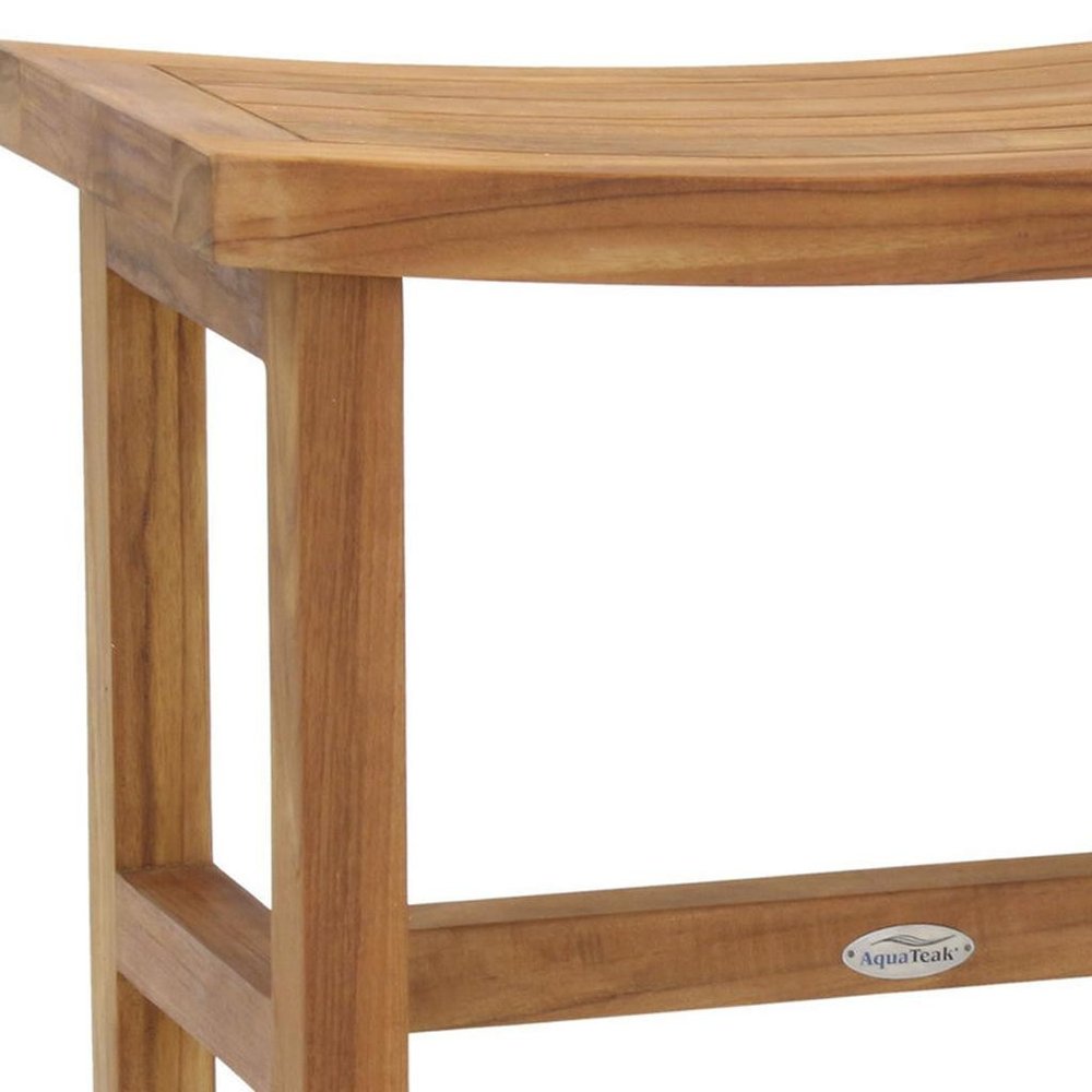 18" X 18" Brown Teak Rectangular Shower Bench