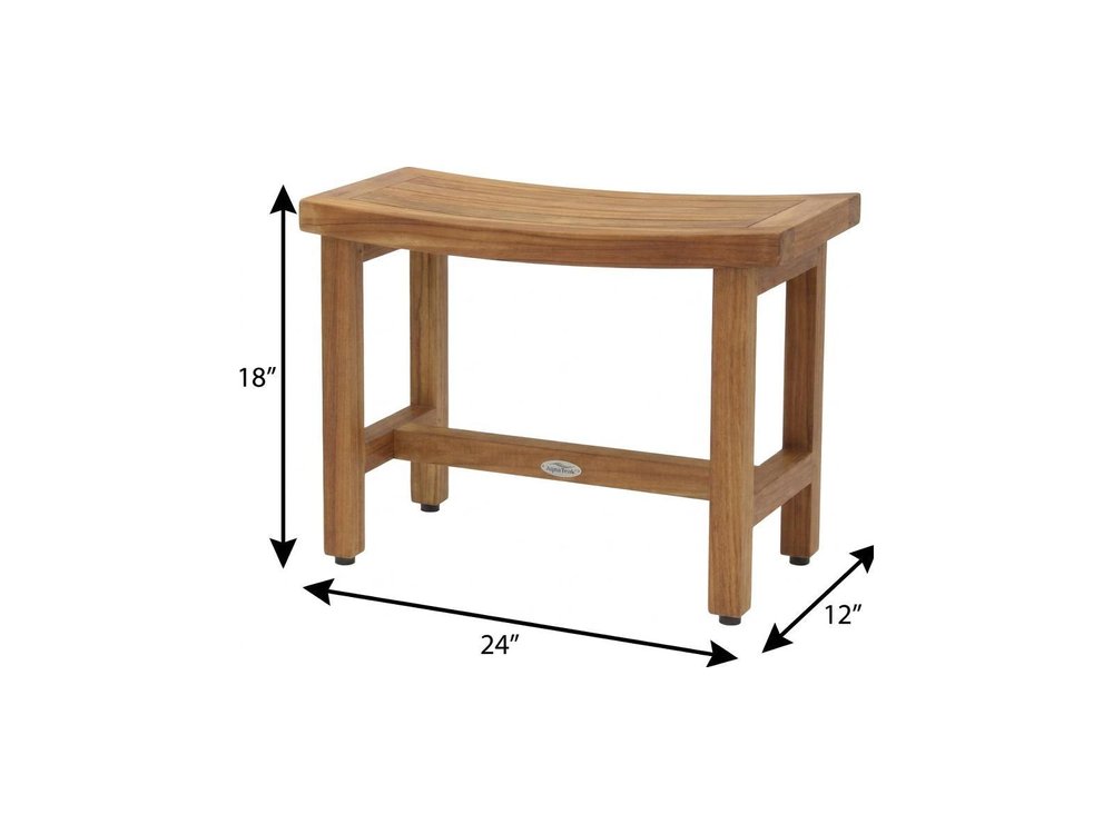 18" X 18" Brown Teak Rectangular Shower Bench