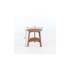 18" X 18" Brown Teak Circular Shower Bench With Shelf
