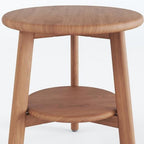 18" X 18" Brown Teak Circular Shower Bench With Shelf