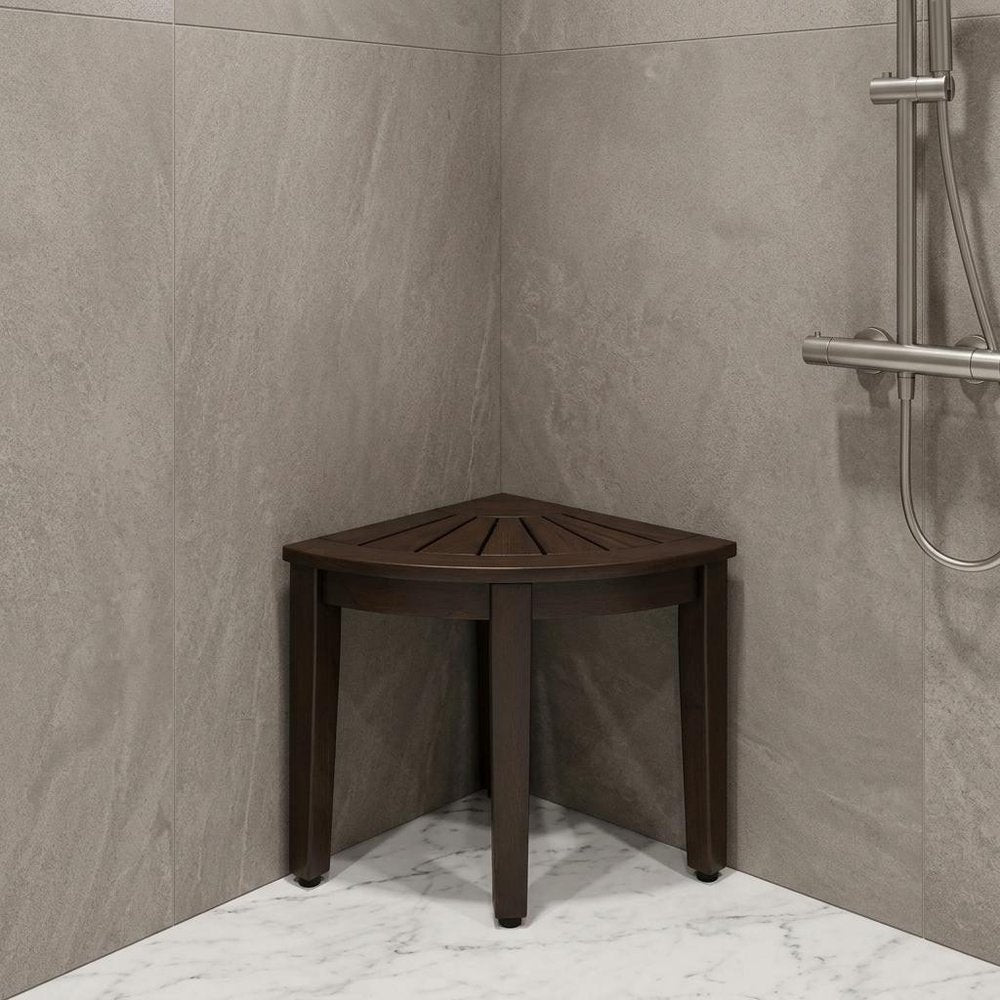 21" X 16" Espresso Teak Corner Shower Bench