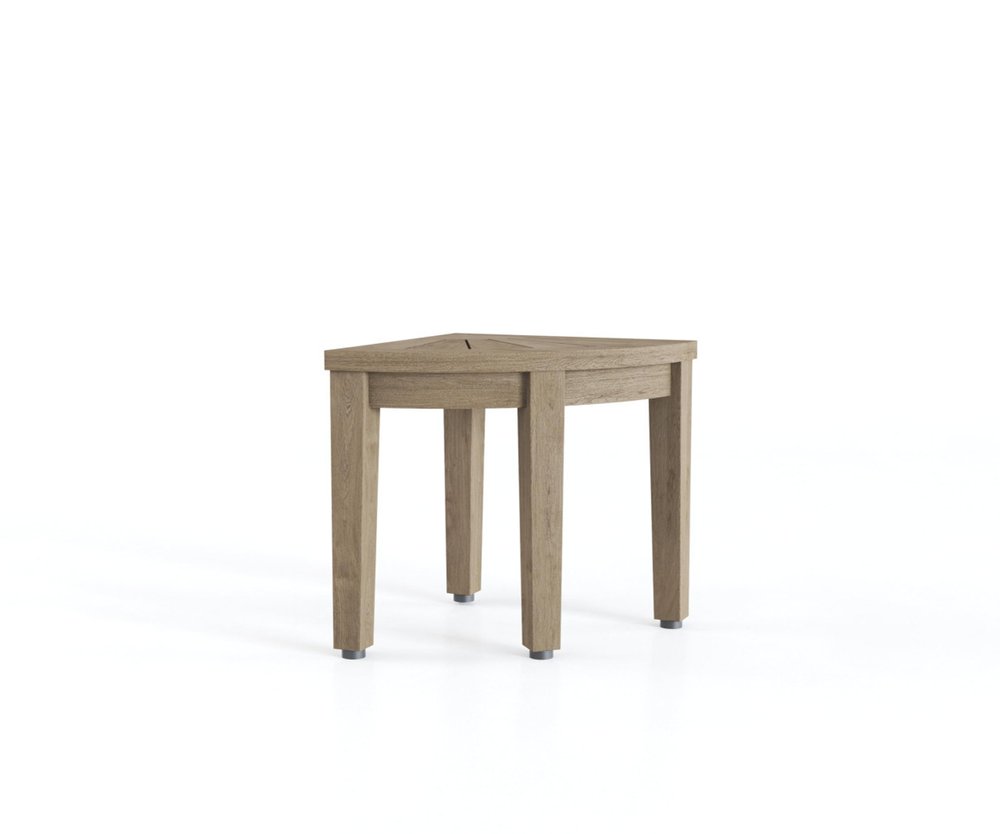 13" X 12" Brown Teak Corner Shower Bench