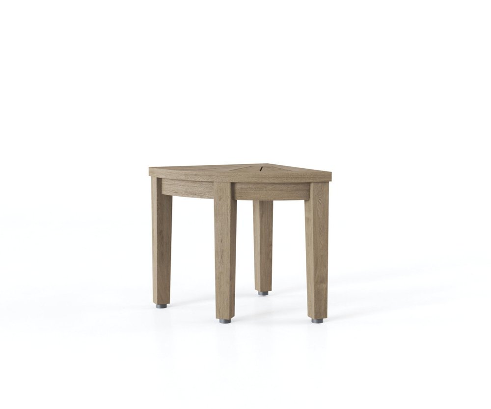 13" X 12" Brown Teak Corner Shower Bench