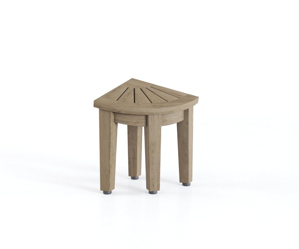 13" X 9" Light Taupe Teak Corner Shower Bench