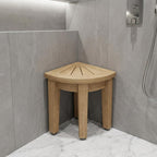 13" X 9" Light Taupe Teak Corner Shower Bench