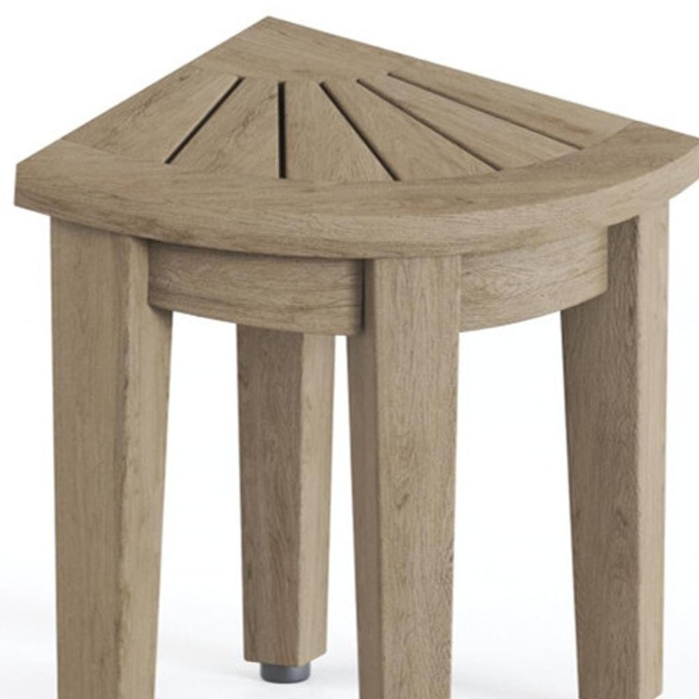 13" X 9" Light Taupe Teak Corner Shower Bench