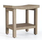 18" X 18" Taupe Teak Rectangular Shower Bench With Shelf