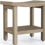 18" X 18" Taupe Teak Rectangular Shower Bench With Shelf