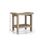 18" X 18" Taupe Teak Rectangular Shower Bench With Shelf