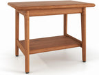 18" X 24" Brown Teak Rectangular Shower Bench With Shelf