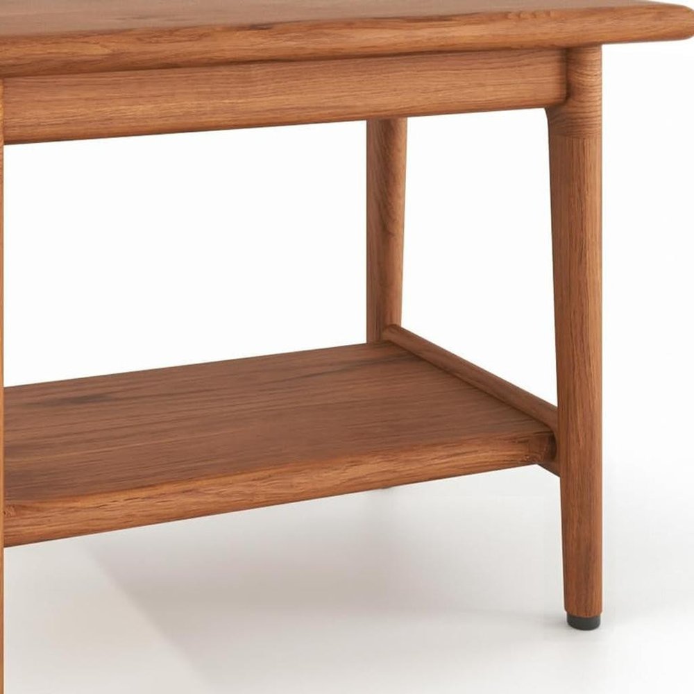 18" X 24" Brown Teak Rectangular Shower Bench With Shelf