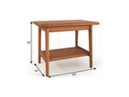 18" X 24" Brown Teak Rectangular Shower Bench With Shelf