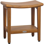 18" X 18" Taupe Teak Rectangular Shower Bench With Shelf