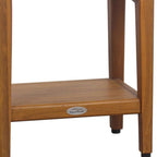 18" X 18" Taupe Teak Rectangular Shower Bench With Shelf