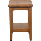 18" X 18" Taupe Teak Rectangular Shower Bench With Shelf